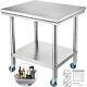 Rolling Stainless Steel Top Kitchen Work Table Cart + Casters Shelving 30x24