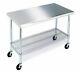 Rolling Stainless Steel Top Work Table Nsf Metal Kitchen 49 X 24 Locking Wheel