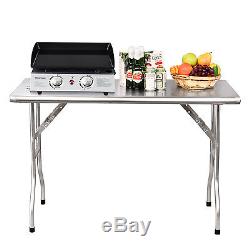 Royal Gourmet Stainless Steel Folding Work Table Kitchen Table 48 L x 24 W