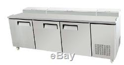 SELECT 93 3 DOOR PIZZA PREP TABLE REFRIGERATED With CASTERS & PANS