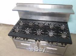 SOUTH BEND 320 SS HD COMMERCIAL (NSF) NAT. GAS 10 BURNER STOVE/RANGE with2 OVENS