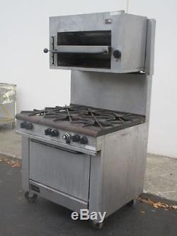 SOUTHBEND X336D NATURAL GAS 6 BURNER RANGE With OVEN BASE & OVERHEAD CHAR GRILL