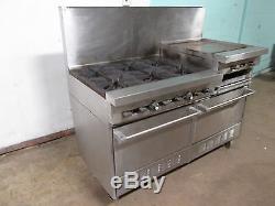 SUNFIRE HD COMMERCIAL NAT. GAS 6 BURNER STOVE withOVENS, GRIDDLE & CHEESE MELTER