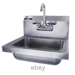 Sauber Commercial Stainless Steel Wall Mount Utility Hand Sink with Faucet 17W