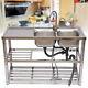 Sink Bowl Commercial Kitchen Prep Table 304 Stainless Steel Two-bowls Catering