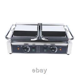 Smooth Top&Bottom Commercial Double Panini Sandwich Grill Press Restaurant Cafe