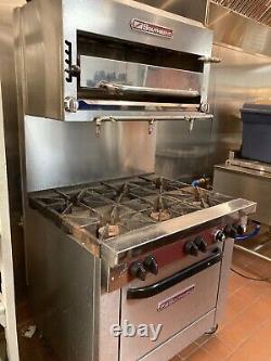 SouthBend X436D Range and Oven with SouthBend Salamander Broiler
