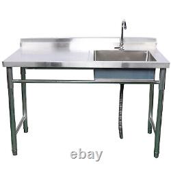 Stainless Kitchen Sink Commerical Restaurant Prep Dishwash 1 Compartment Sink