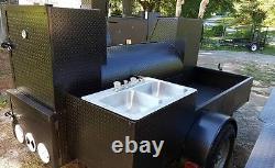 Stainless Sink BBQ Mobile Catering Business Smoker Grill Trailer Food Cart Truck