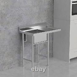 Stainless Steel 1/2/3 Compartment Commercial Kitchen Sink Prep Table with Faucet