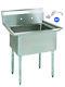 Stainless Steel (1) One Compartment Utility Prep Mop Sink 23 X 24 With Faucet