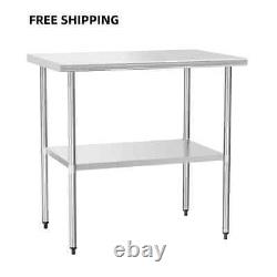 Stainless Steel 30'' × 36'' Commercial Kitchen Equipment Food Prep Table New