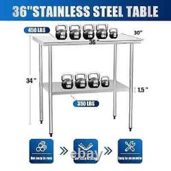 Stainless Steel 30'' × 36'' Commercial Kitchen Equipment Food Prep Table New