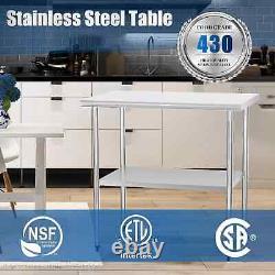 Stainless Steel 30'' × 36'' Commercial Kitchen Equipment Food Prep Table New