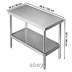 Stainless Steel 48 60 72 Kitchen Work Table Commercial Food Prep Table