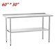 Stainless Steel 60 X 30 Nsf Commercial Kitchen Work Prep Table With Backsplash