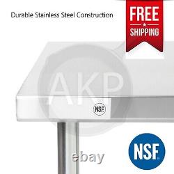 Stainless Steel 60 x 30 NSF Commercial Kitchen Work Prep Table with Backsplash