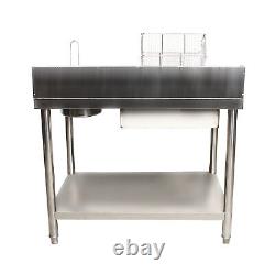 Stainless Steel Commercial Breading Table Manual Prep Station Chicken Fish Fried