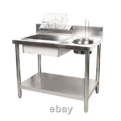 Stainless Steel Commercial Breading Table Manual Prep Station Chicken Fish Fried