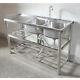 Stainless Steel Commercial Home Sink Bowl Kitchen Catering Prep Table 2 Bowls Us