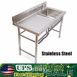 Stainless Steel Commercial Kitchen Equipment Sink Table withFaucet Compartment