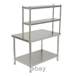 Stainless Steel Commercial Kitchen Prep Table 48''30'' with Double Overshelves