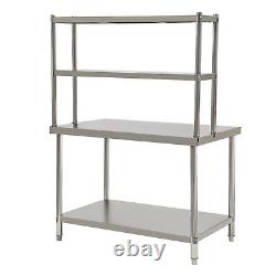 Stainless Steel Commercial Kitchen Prep Table 48''30'' with Double Overshelves