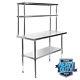 Stainless Steel Commercial Kitchen Prep Table With Double Overshelf- 30 X 48