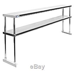 Stainless Steel Commercial Kitchen Prep Table with Double Overshelf- 30 x 72