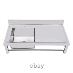 Stainless Steel Commercial Kitchen Utility Sink Prep Table Faucet 1 Compartment