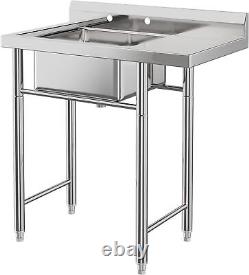 Stainless Steel Commercial Kitchen Utility Sink Single Bowl Compartment