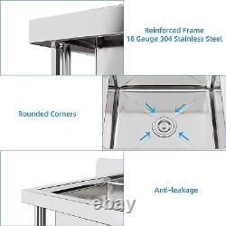 Stainless Steel Commercial Kitchen Utility Sink Single Bowl Compartment