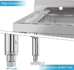 Stainless Steel Commercial Kitchen Utility Sink Single Bowl Compartment