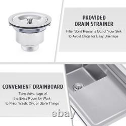 Stainless Steel Commercial Kitchen Utility Sink with 1 Compartment + Prep Table