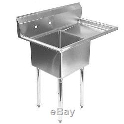 Stainless Steel Commercial Kitchen Utility Sink with Drainboard 39 wide