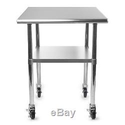 Stainless Steel Commercial Kitchen Work Food Prep Table with 4 Casters 24 x 36