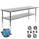 Stainless Steel Commercial Kitchen Work Food Prep Table With 4 Casters 24 X 72