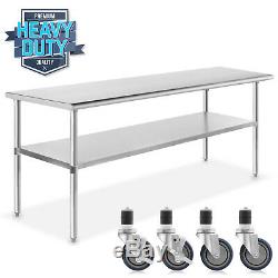 Stainless Steel Commercial Kitchen Work Food Prep Table with 4 Casters 30 x 60