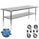 Stainless Steel Commercial Kitchen Work Food Prep Table With 4 Casters 30 X 72