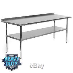 Stainless Steel Commercial Kitchen Work Prep Table with Backsplash 24 x 72