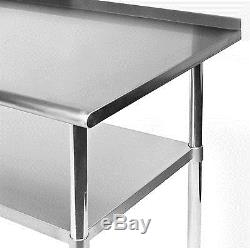 Stainless Steel Commercial Kitchen Work Prep Table with Backsplash 24 x 72