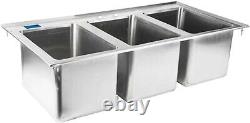 Stainless Steel Drop Sink 3 Compartment Drop in Sink 10 x 14 x 10