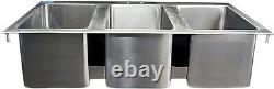 Stainless Steel Drop Sink 3 Compartment Drop in Sink 10 x 14 x 10