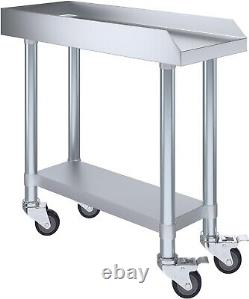 Stainless Steel Equipment Stand Prep Table with Undershelf + Casters 30 x 12