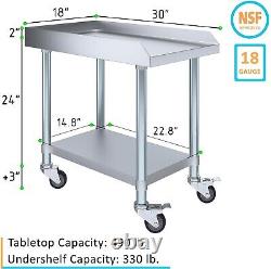 Stainless Steel Equipment Stand with Undershelf + Casters 30 Wide x 18 Length