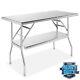 Stainless Steel Folding Commercial Prep Table With Undershelf 48 X 24 In