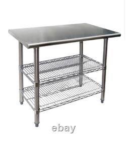 Stainless Steel Food Prep Work Table with Two Chrome Undershelf