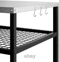 Stainless Steel Grill Cart Pizza Oven Stand Trolley Table with Wheels Three-Shel