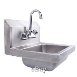 Stainless Steel Hand Wash Sink Washing Wall Mount Commercial Kitchen Heavy Duty