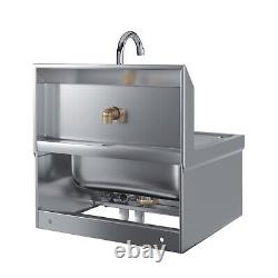 Stainless Steel Hands Free Wall Mounted Hand Sink 17 in x 15 in with double knee